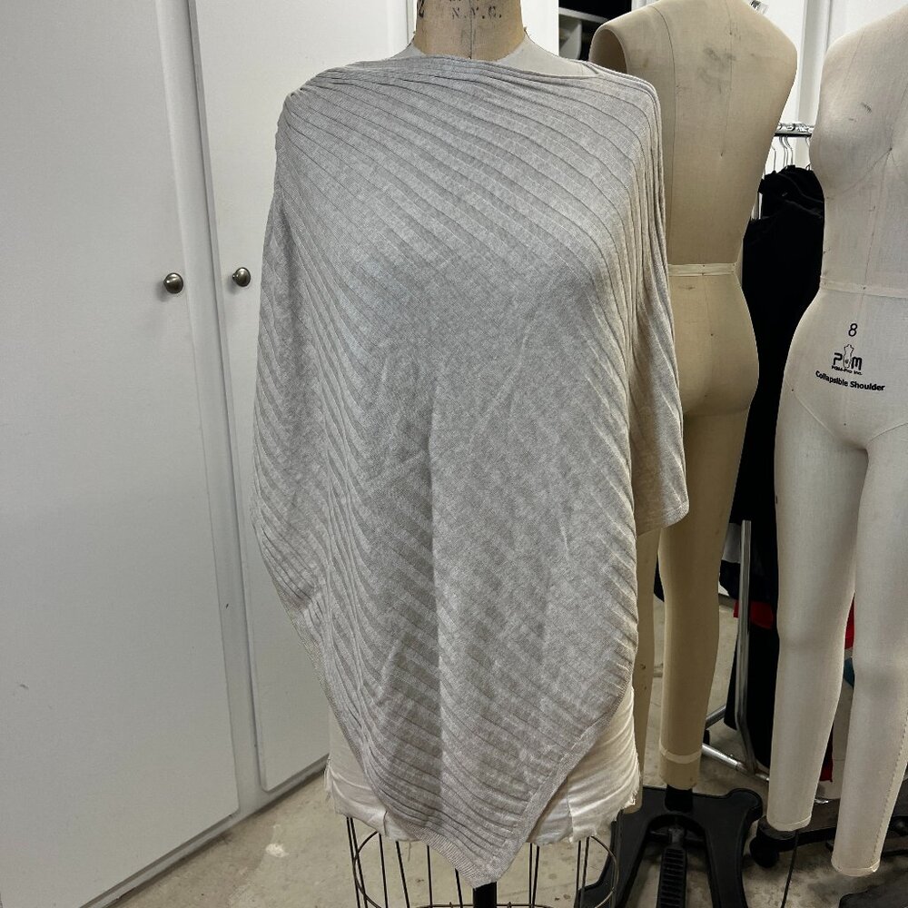Asymetrical Silk+Cotton Ribbed Knit Poncho